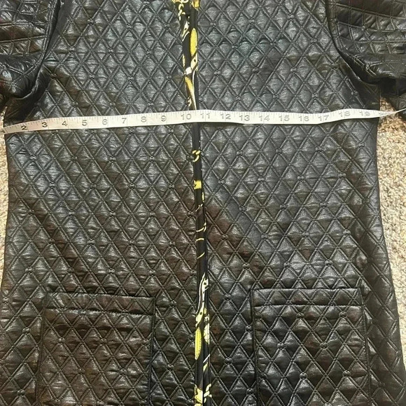 ROZ & ALI JACKET BLACK AND GOLD PRINT QUILTED LONG POCKETS SIZE SMALL - Picture 8 of 10